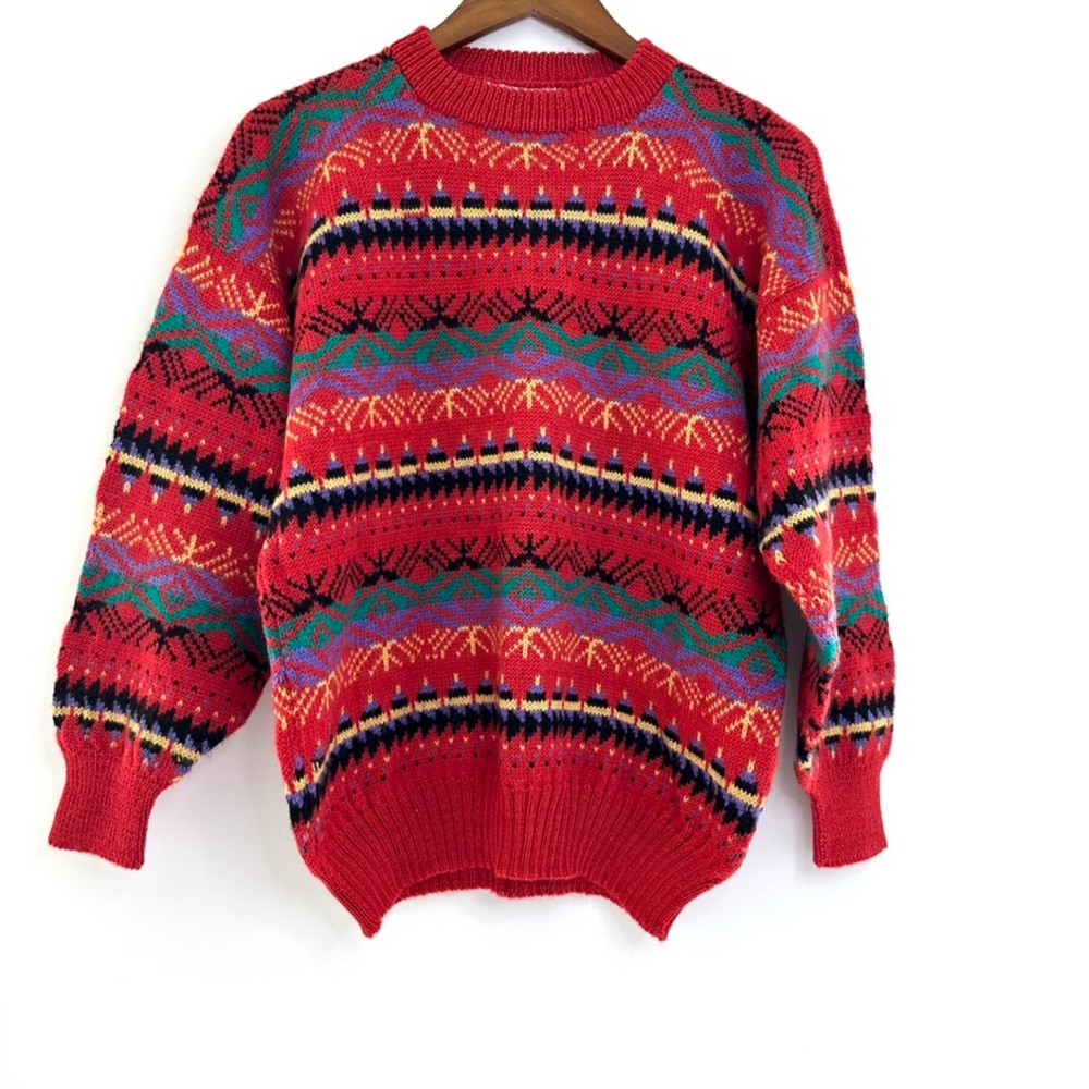 Vintage 100% Wool Orli Export Holiday Sweater Size Medium*